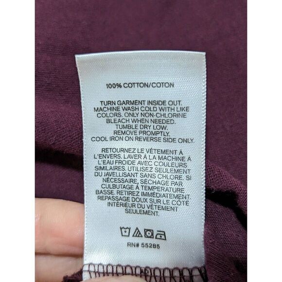 Express Men's Maroon Crew Neck Long Sleeve T-Shirt Cotton Size Large - Picture 3 of 4